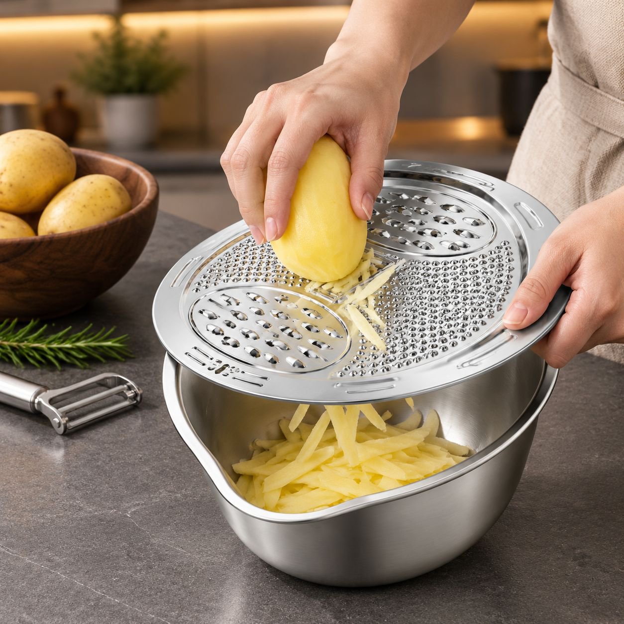 Household Vegetable Washing Bowl with Drainage