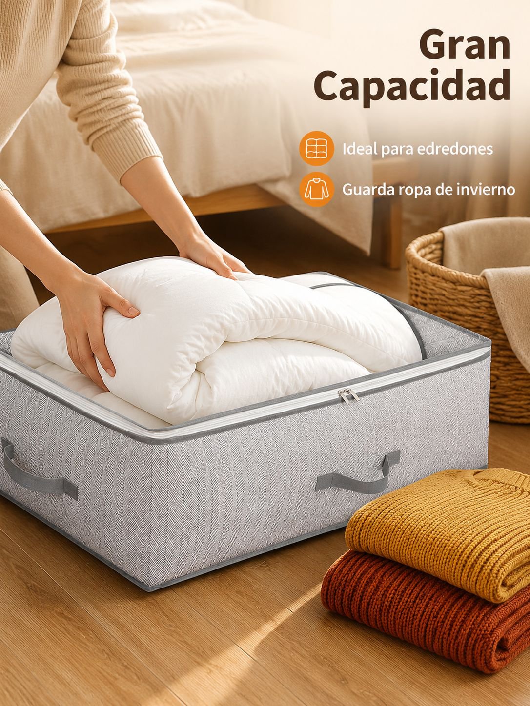 Caja organizadora de edredones Hazel de Hansem para huecos, paquete de 2
