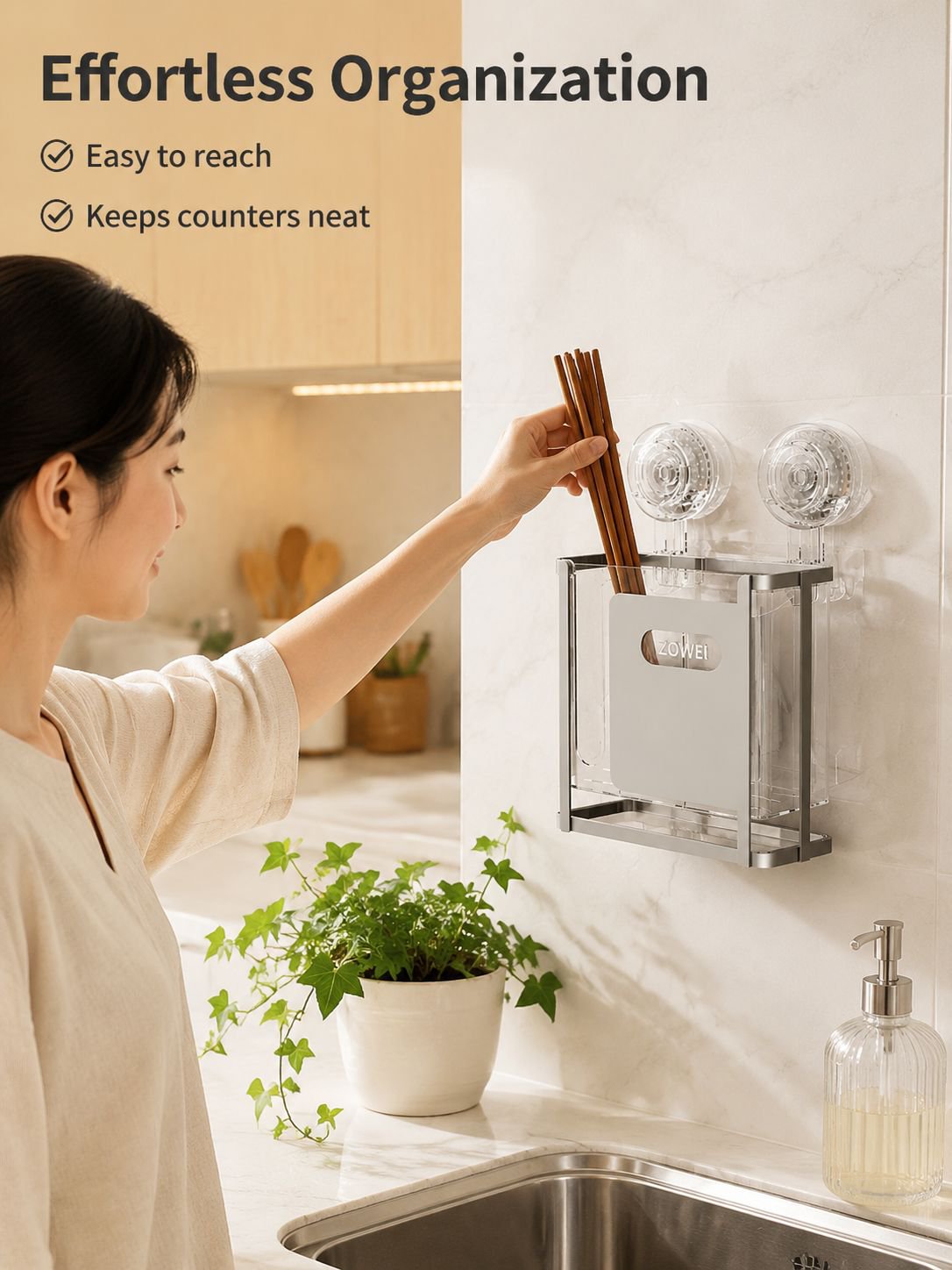 Wall-mounted chopstick holder