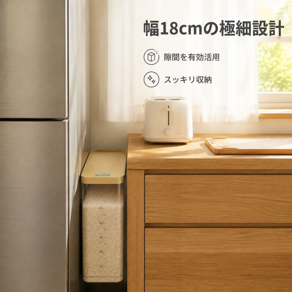 大容量キッチンキャビネット用米びつ