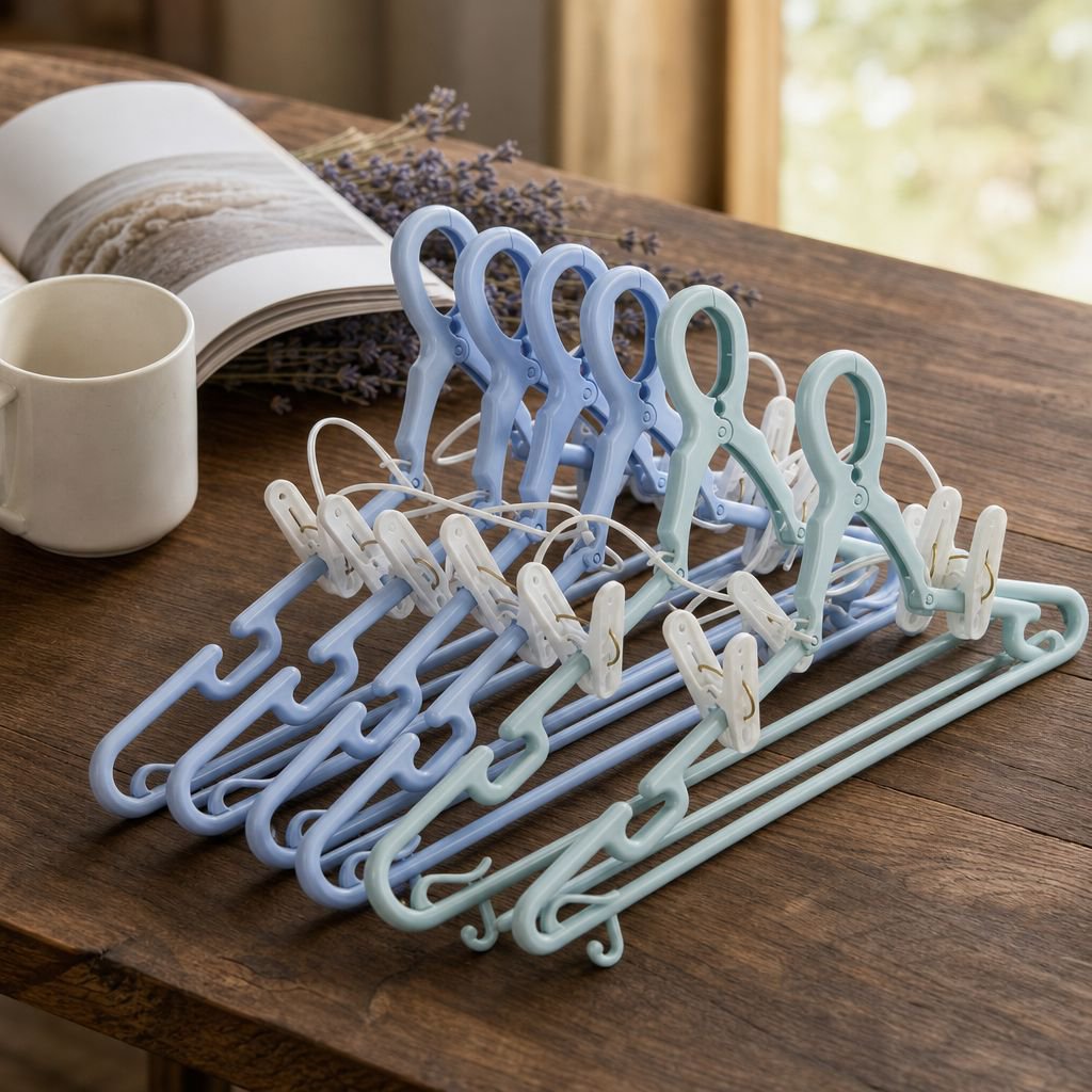 Secure outdoor hanger with multiple clips for drying