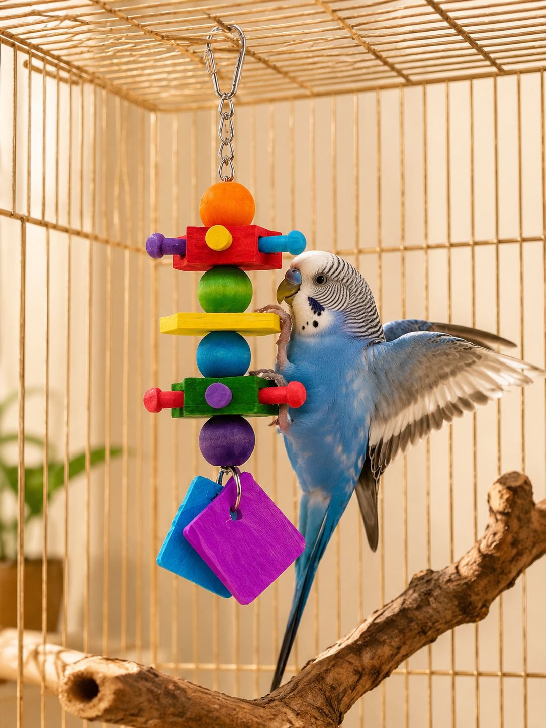 Parrot Colorful Chewing Toy Stand, Cockatiel Tiger Skin Peony Educational Toy, Claw Sharpening and B