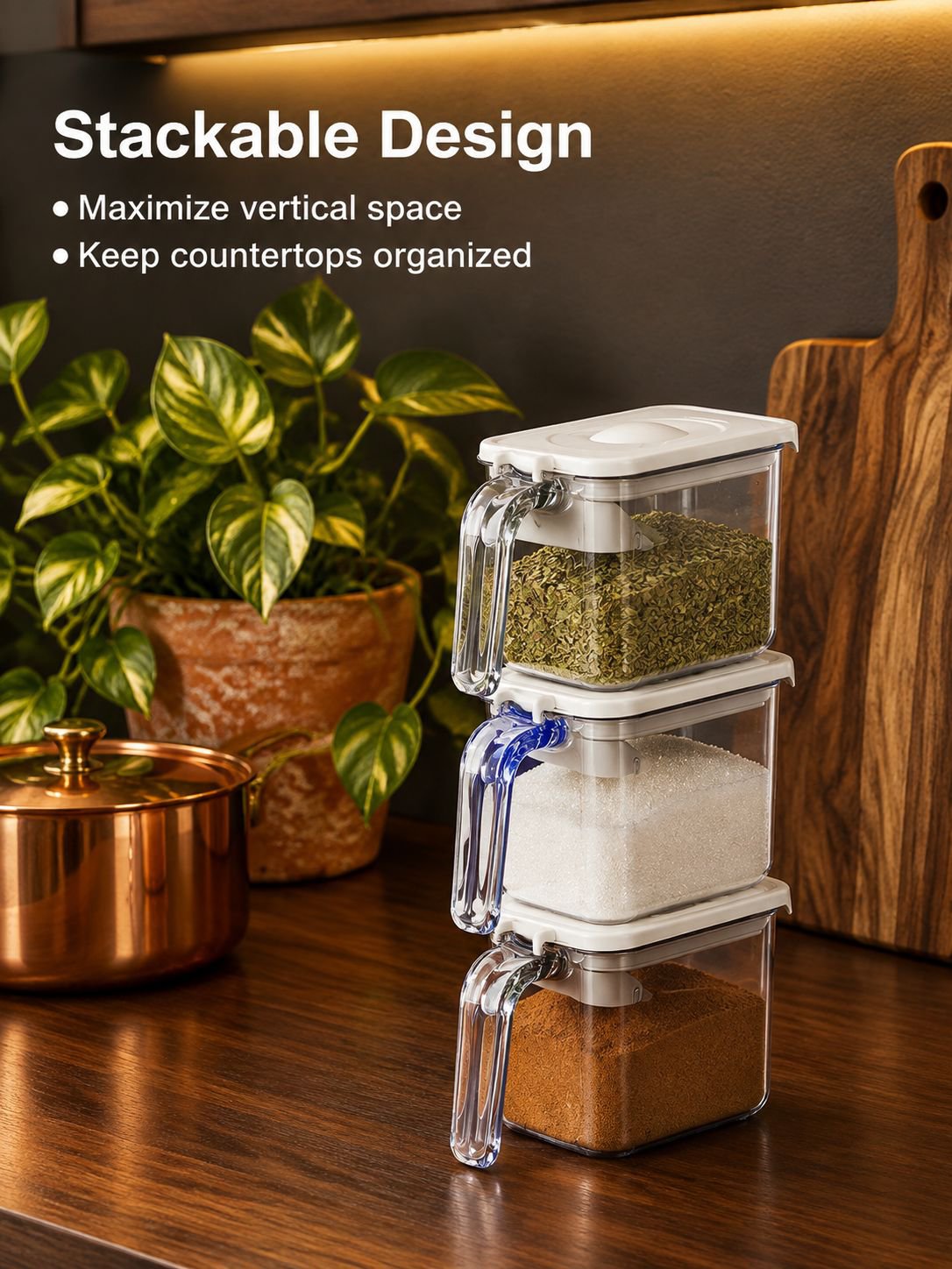 Elegant Japanese style seasoning dispenser for kitchen countertop