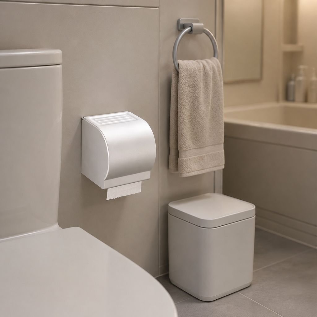 壁を傷つけずに設置できるトイレットペーパーホルダー