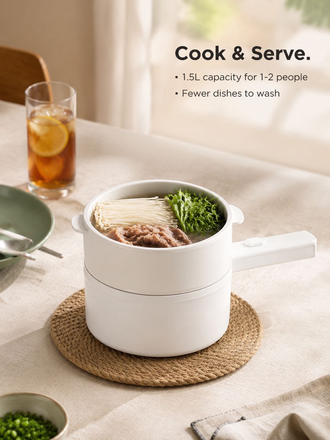 Versatile electric cooking pot for boiling and frying