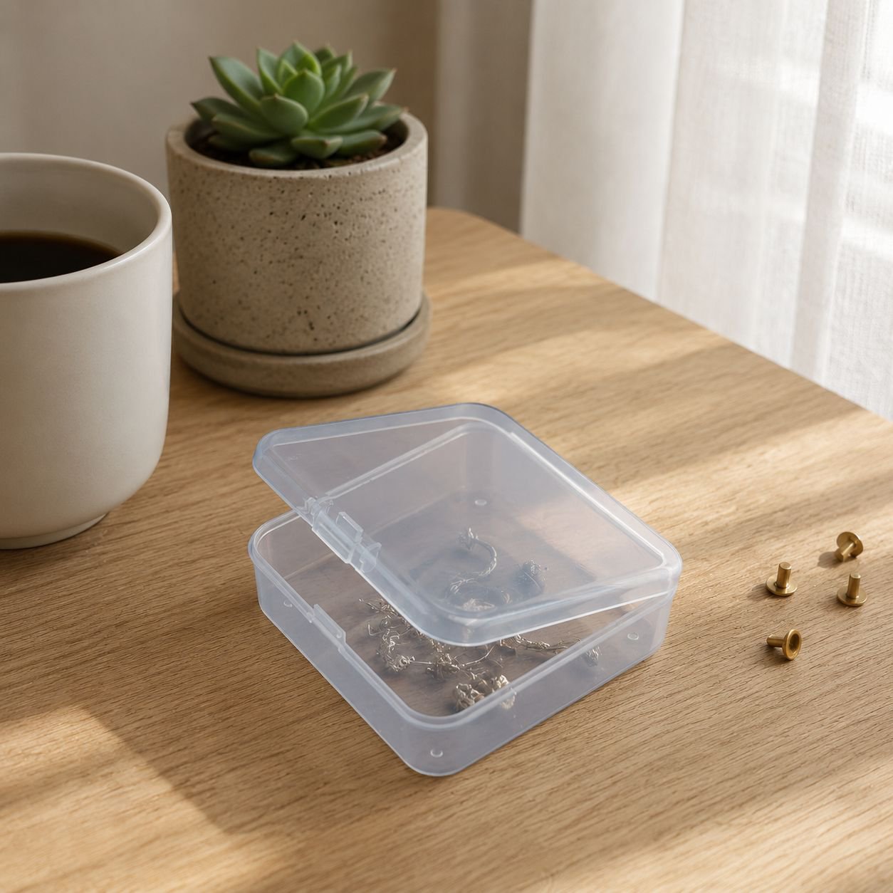Mini Transparent Plastic Organizer Box with Custom Logo