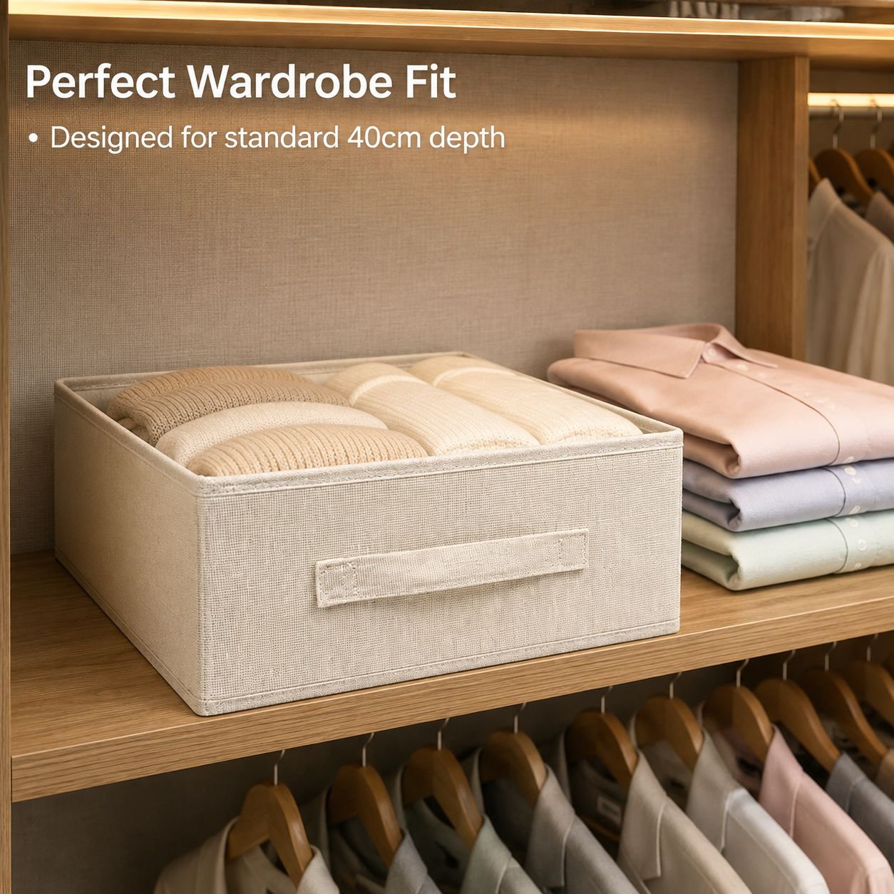 Cotton and linen fabric clothing storage box
