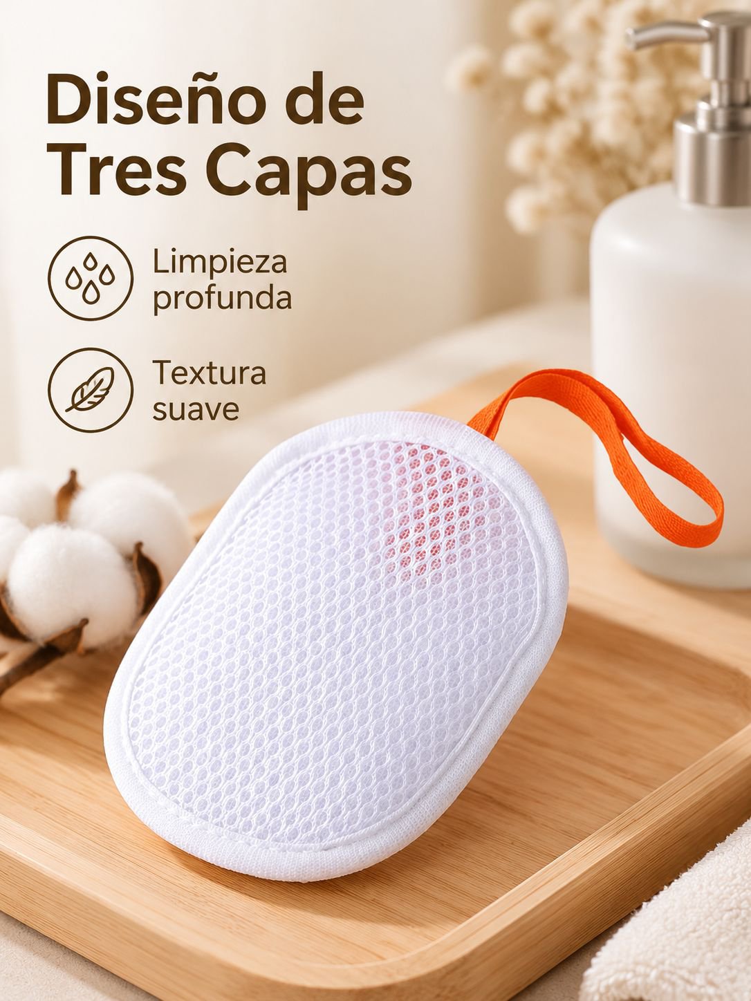 Malla de espuma para baño de estructura sándwich