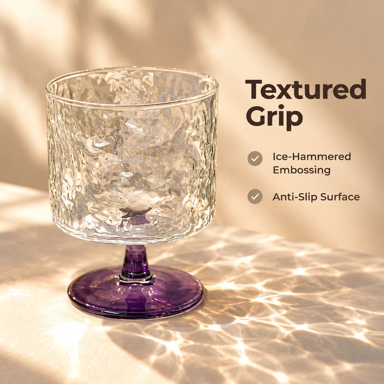 High Aesthetic Purple Stemmed Glass Cup