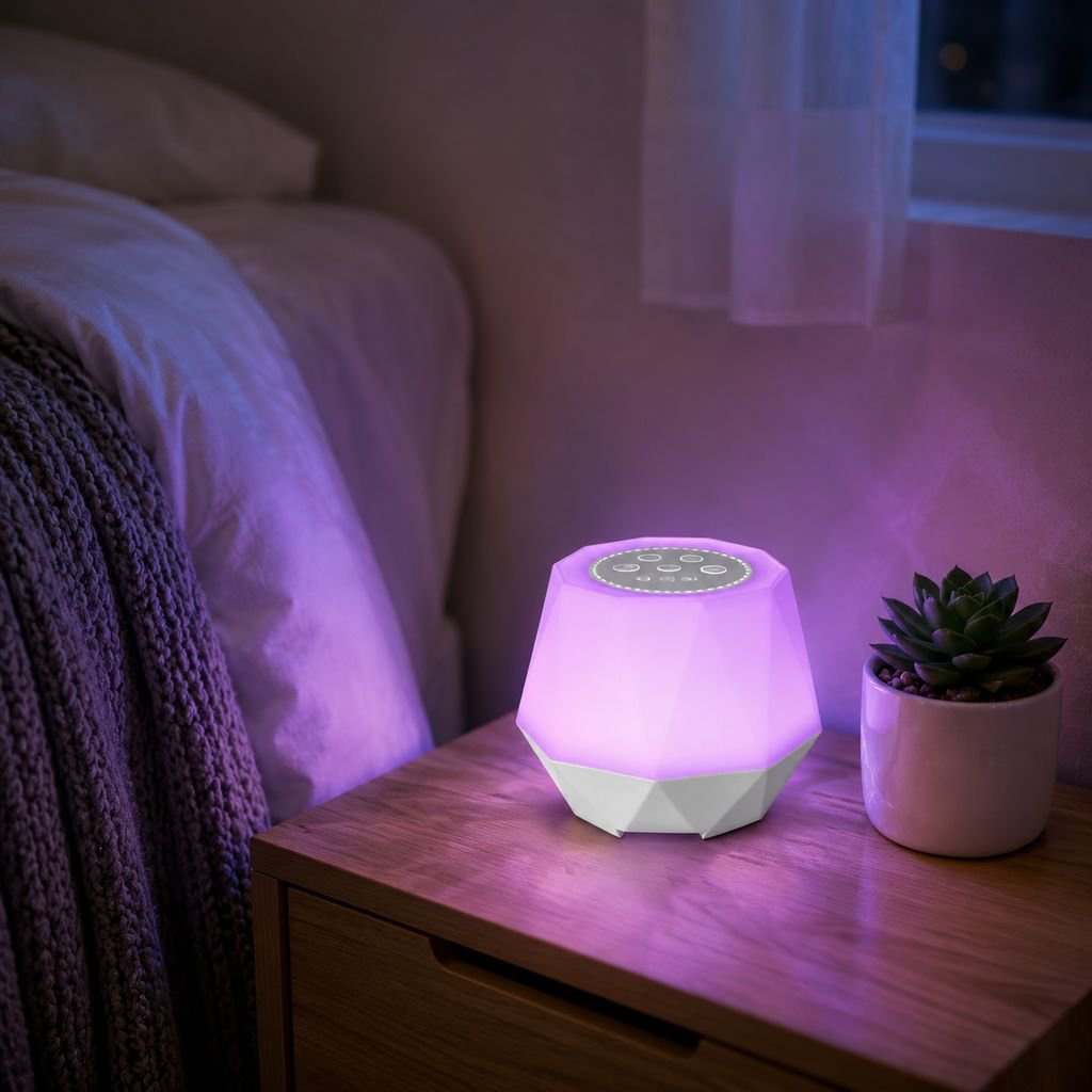Portable Colorful Night Light, Smart White Noise Soother, Rechargeable Timer Night Lamp