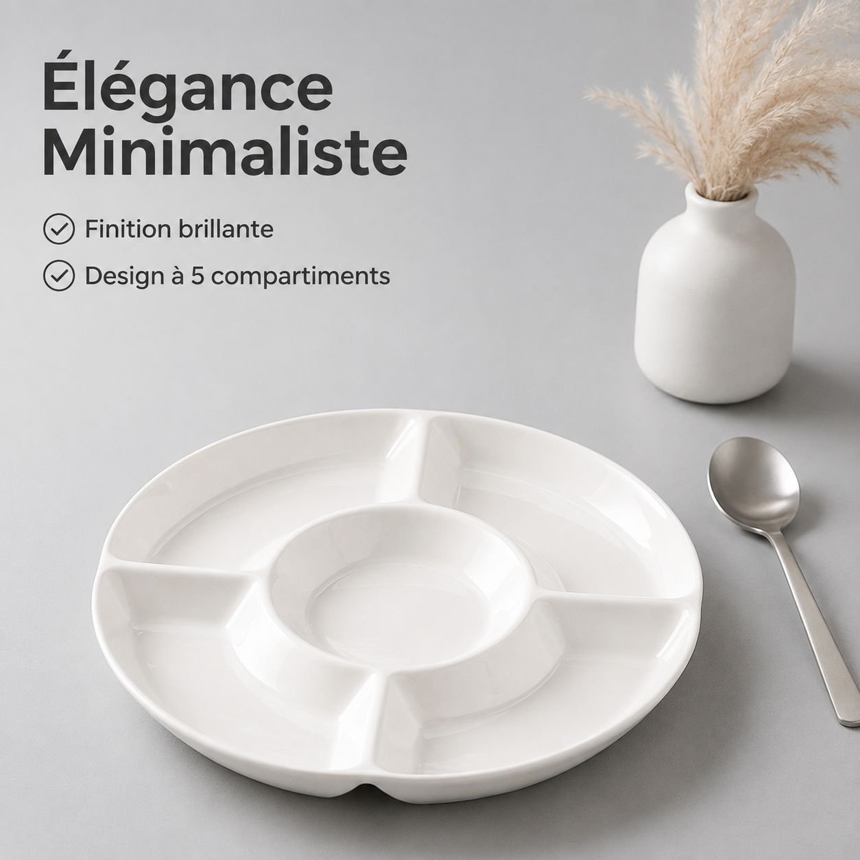 Plateau compartimenté en céramique