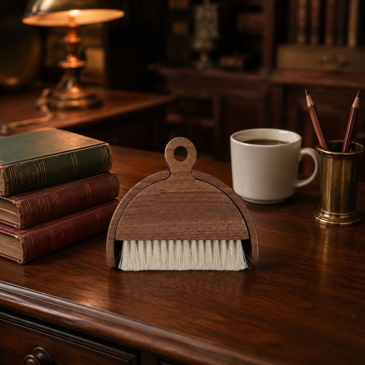 Premium Household Walnut Horsehair Broom and Dustpan Cleaning Set