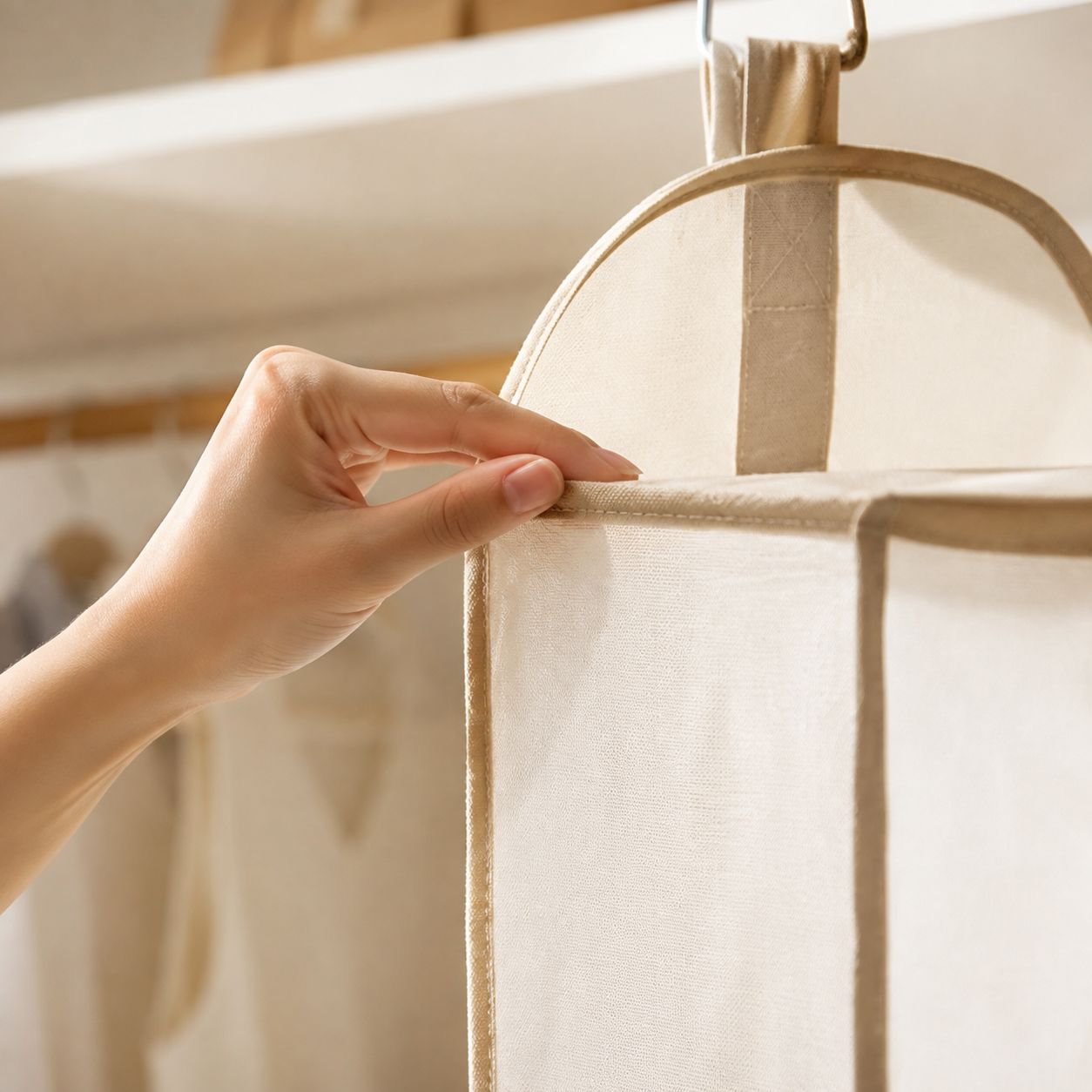 Detailansicht der mehrschichtigen Hängetasche