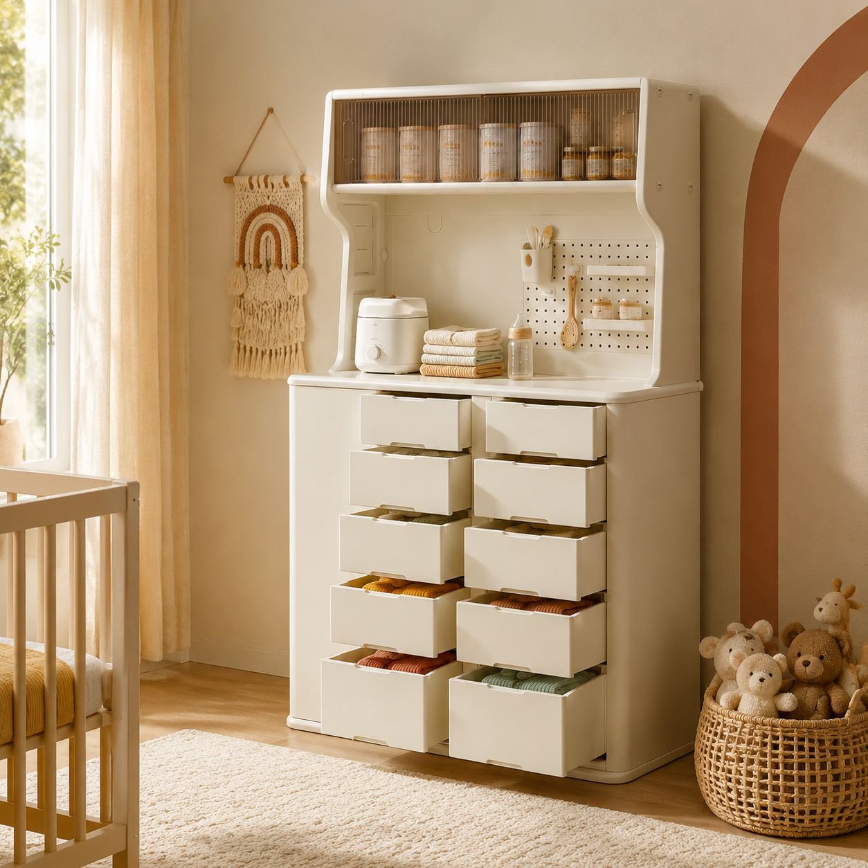 Estante para juguetes infantiles con múltiples compartimentos