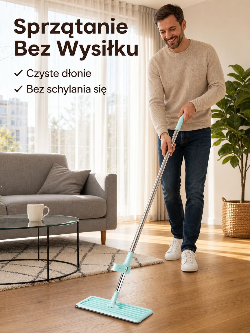 Płaski mop bezdotykowy