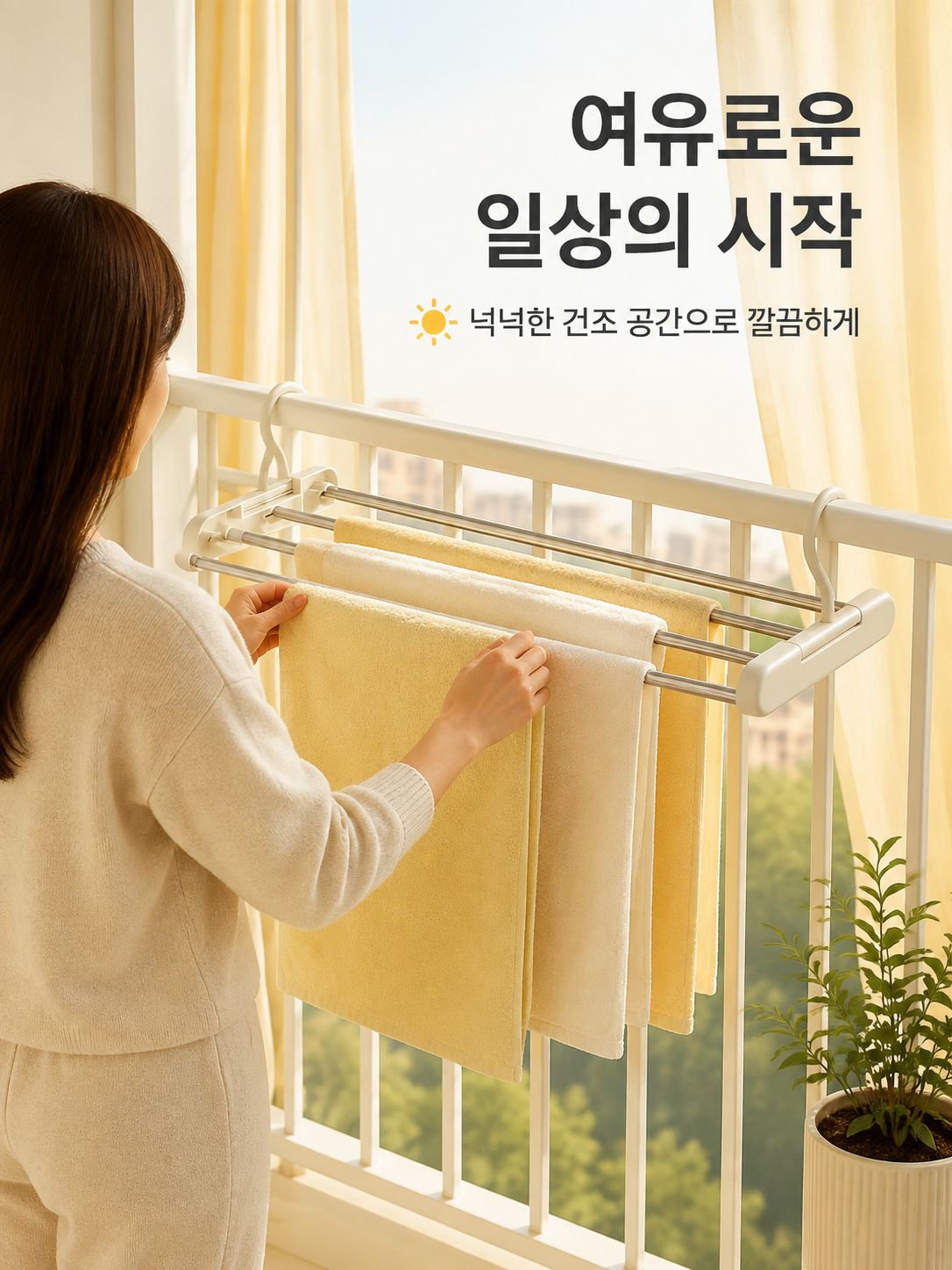 조립 및 설치가 쉬운 다기능 빨래건조대