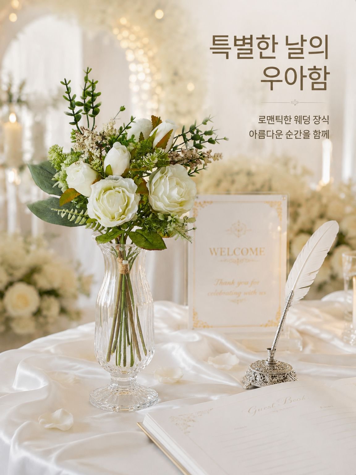 인조 장미꽃 다발 장식
