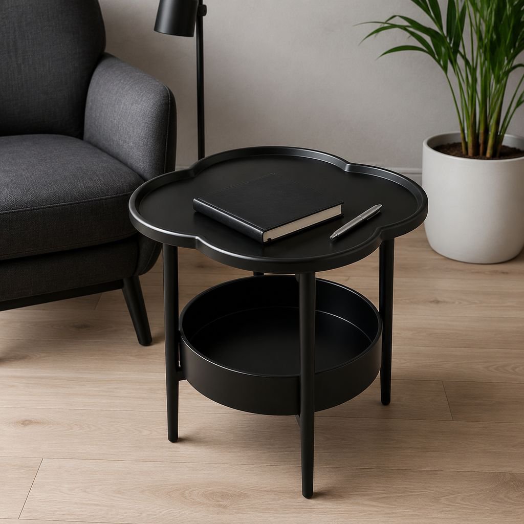Close-up of modern side table with smooth finish
