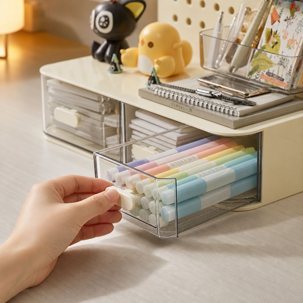 Escritorio doméstico para dormitorio con estante y tablero de agujeros estilo crema