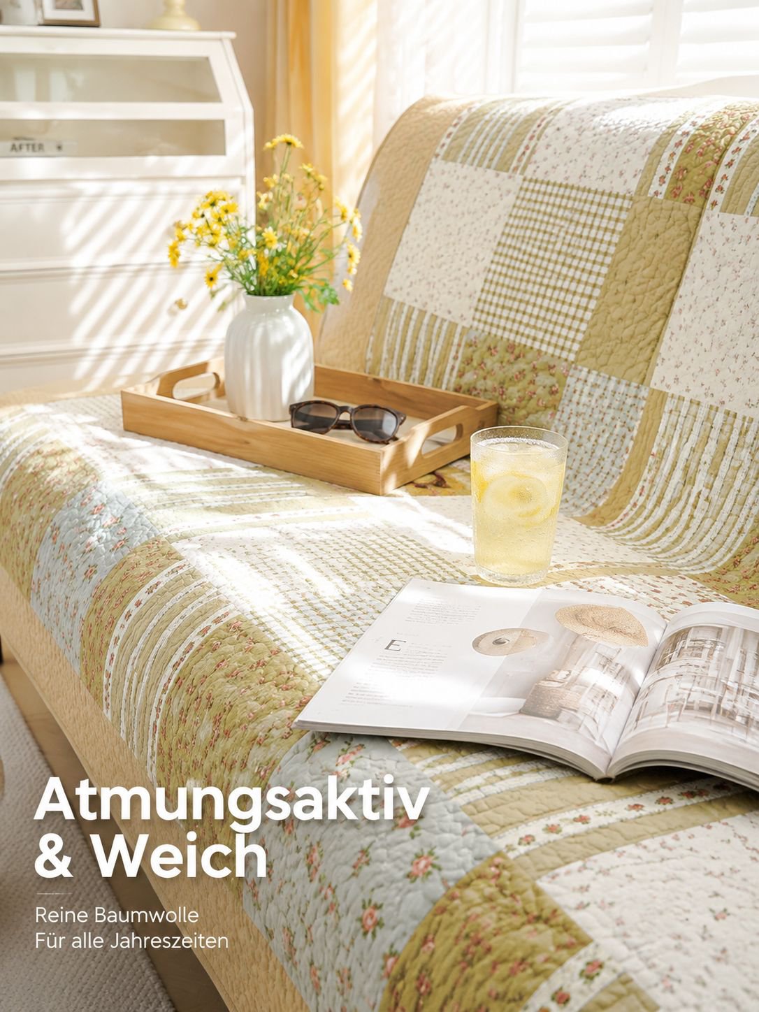 Landhausstil Baumwolle Sofaauflage ganzjährig verwendbar
