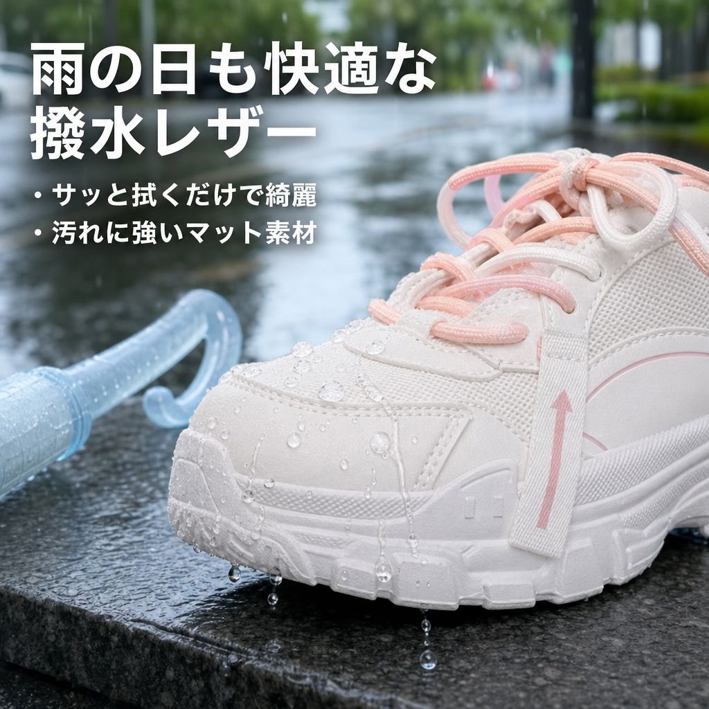 レディース 厚底 ソフトレザー スポーツ ホワイト ダッドスニーカー