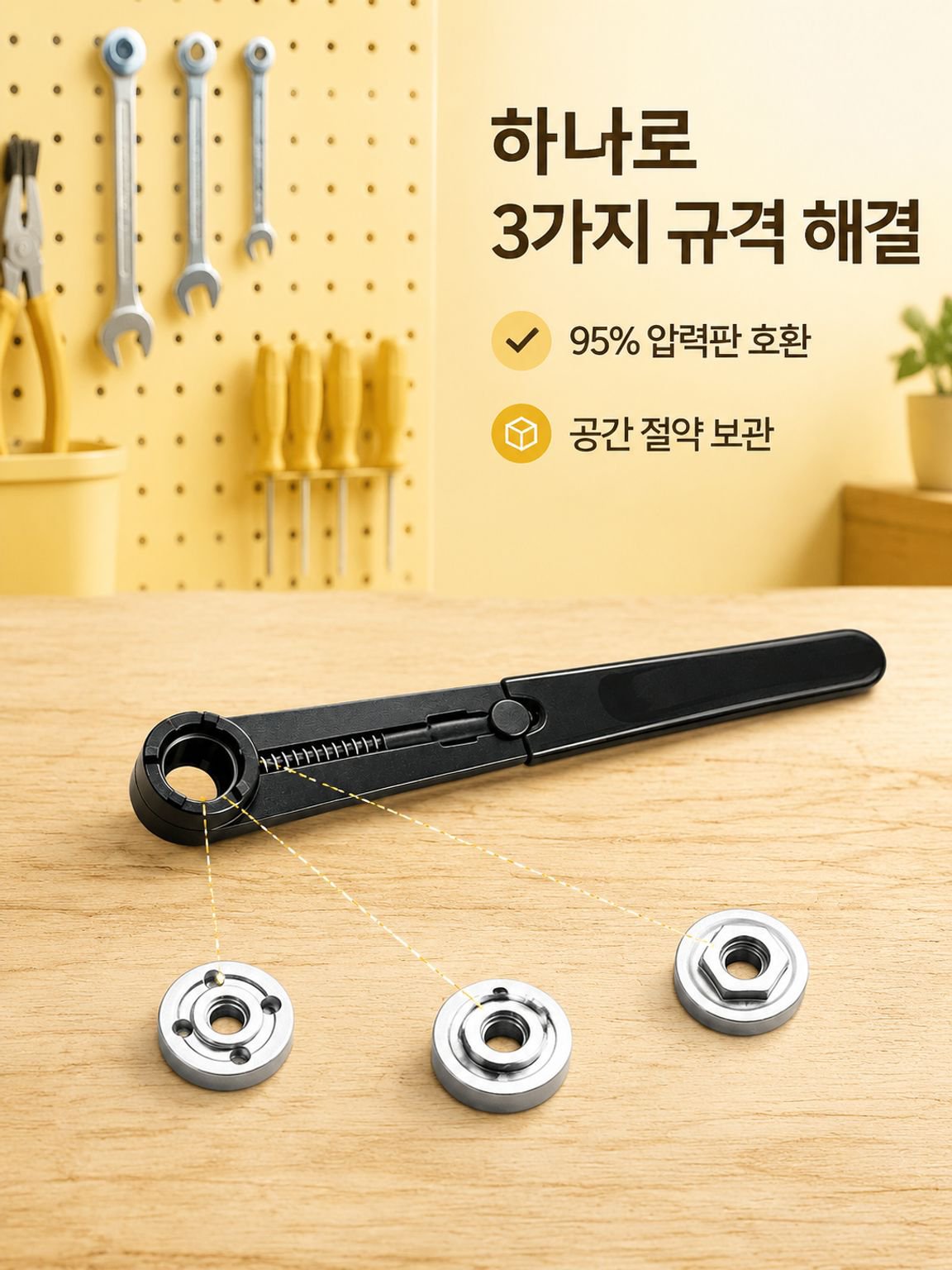앵글 그라인더 전용 3-in-1 다기능 탈착 렌치 미끄럼 방지 육각 소켓