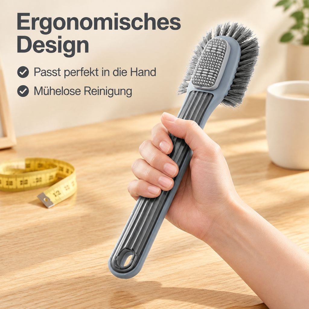 Langer Griff für eine komfortable Reinigung der Schuhe