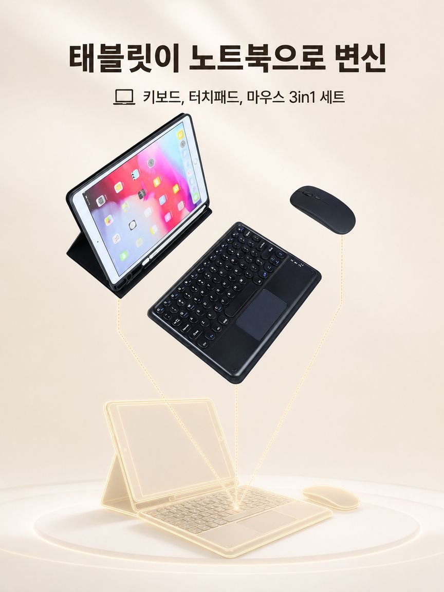 태블릿과 함께 사용 가능한 블루투스 키보드 세트