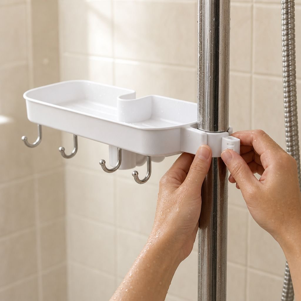 No-Drill Multifunctional Bathroom Shower Head Holder Rack