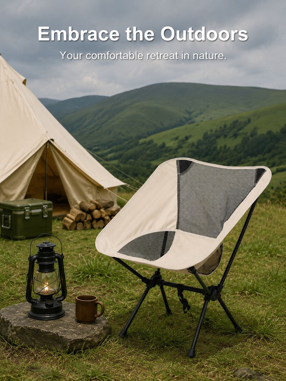 Portable folding chair for camping and outdoor use