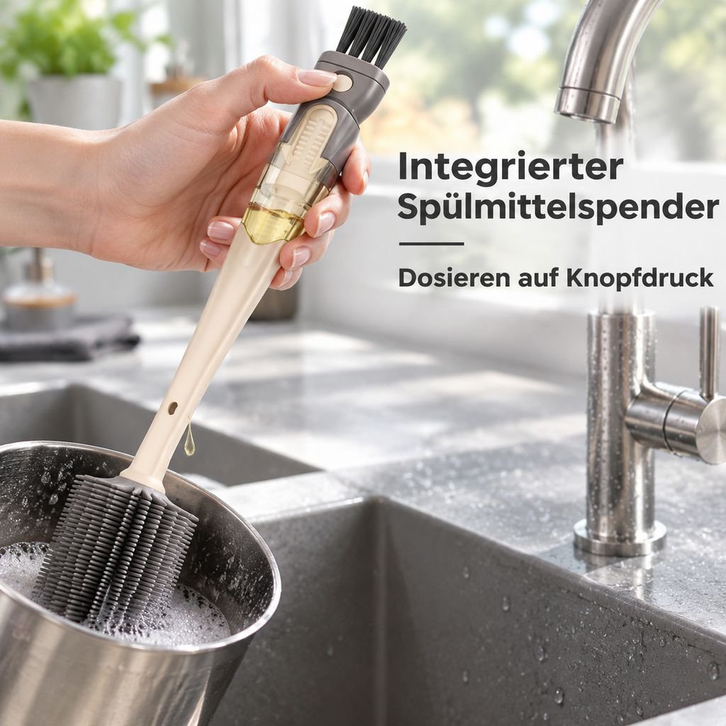 Silikonbürste mit langem Stiel für Becher und Babyflaschen