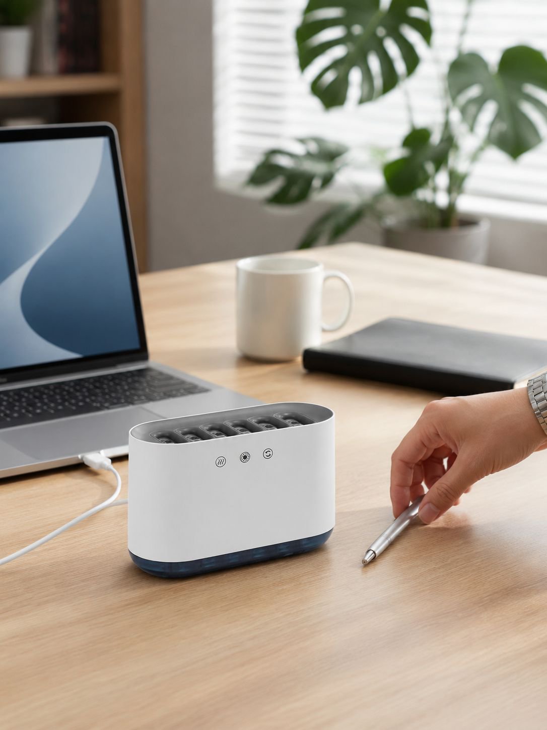 Humidificador compacto mejorando la calidad del aire