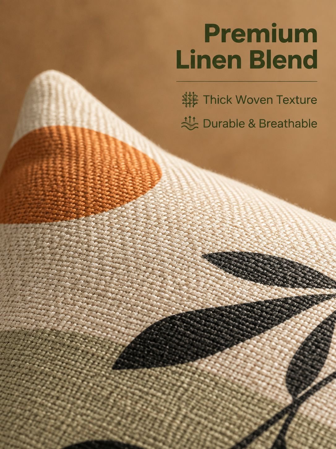 Olive leaf sunset linen pillowcase