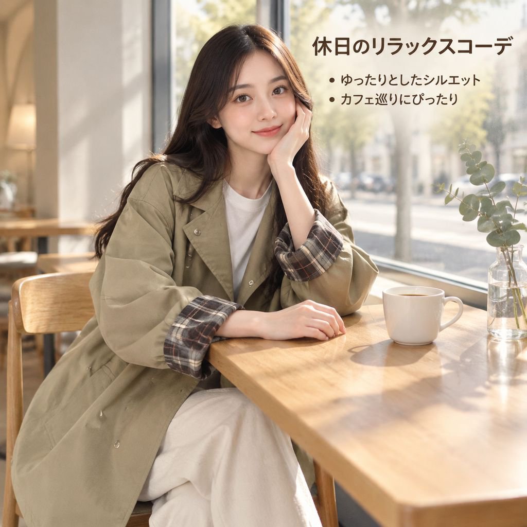 トレンチコート レディース カーキ ミドル丈 ゆったり 英国風 スプリングコート アウター