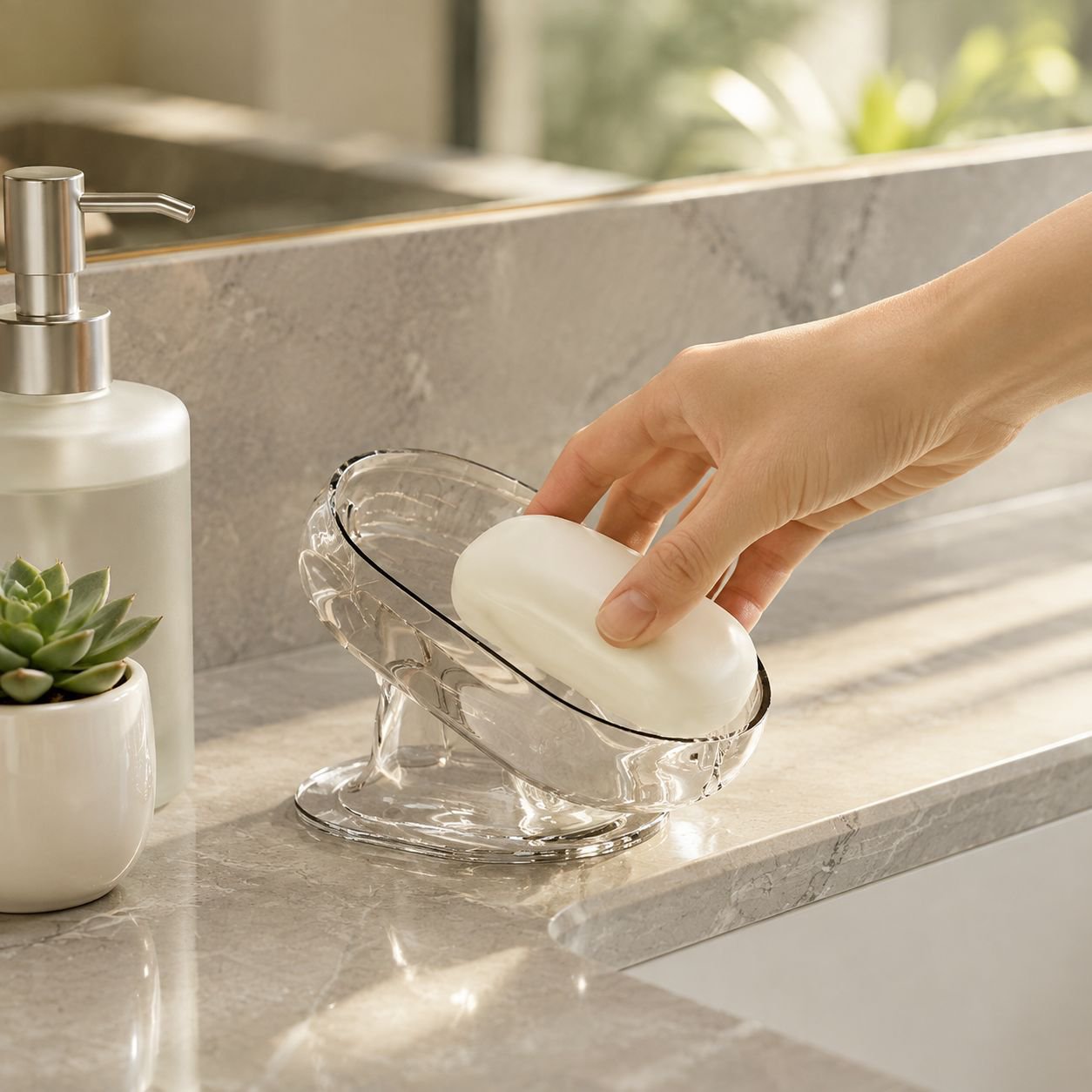 Large soap tray with minimalist design