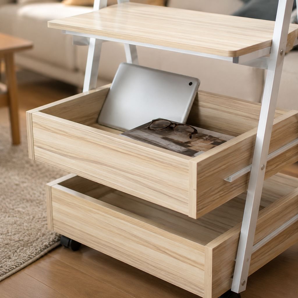 Mobile coffee table with smooth rolling wheels