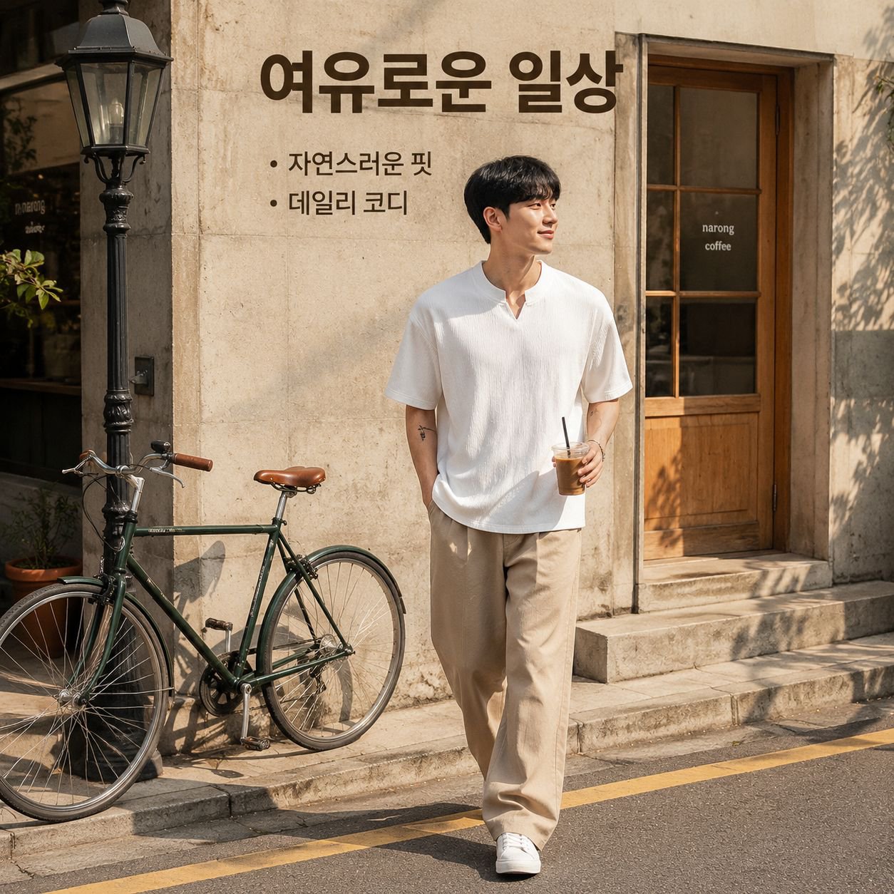 텍스처 감성 셔링 V넥 티셔츠