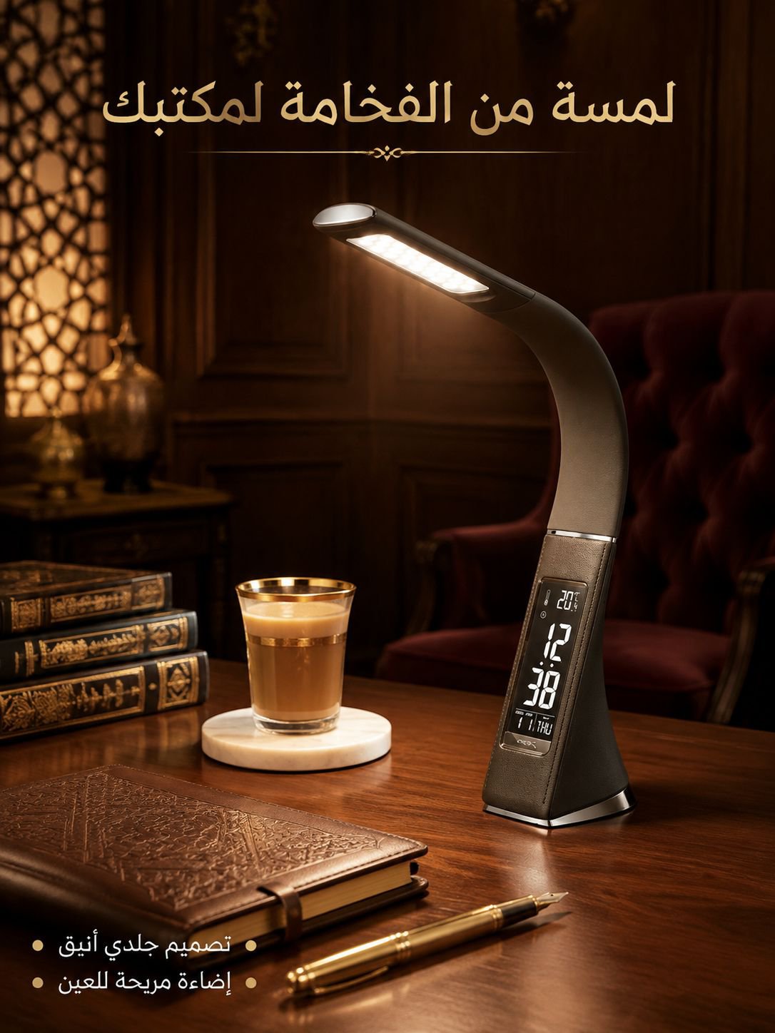 مصباح LED بتصميم إبداعي وملمس جلدي فاخر