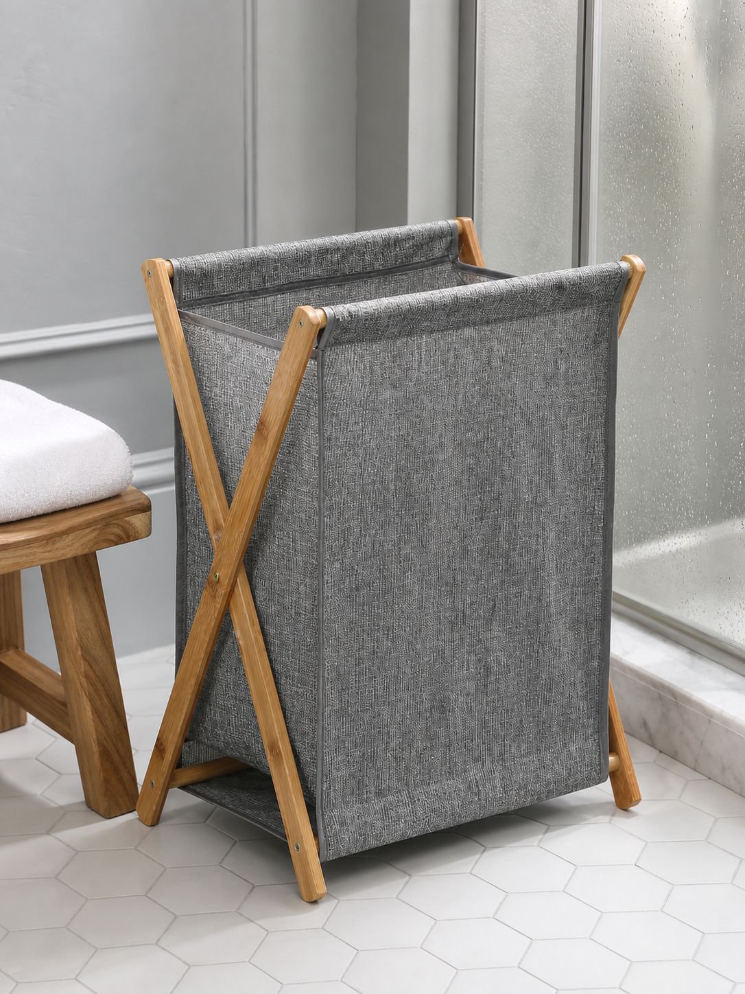 Durable foldable bamboo storage box holding clothes
