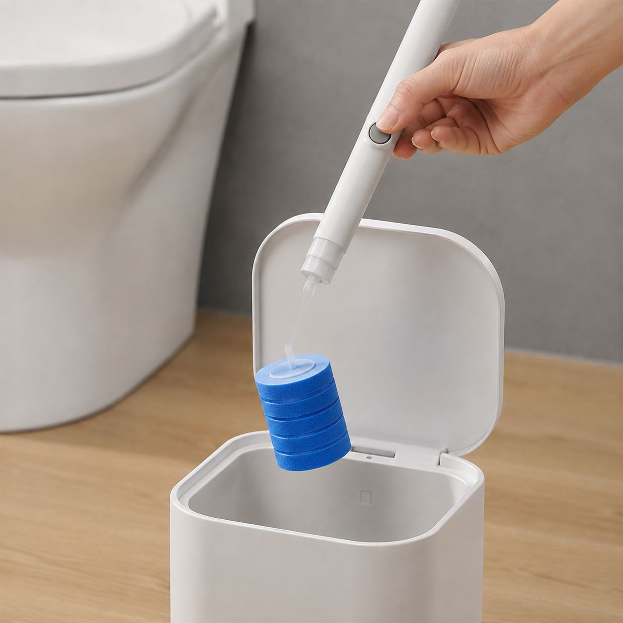 穴あけ不要 家庭用壁掛け使い捨てトイレブラシ