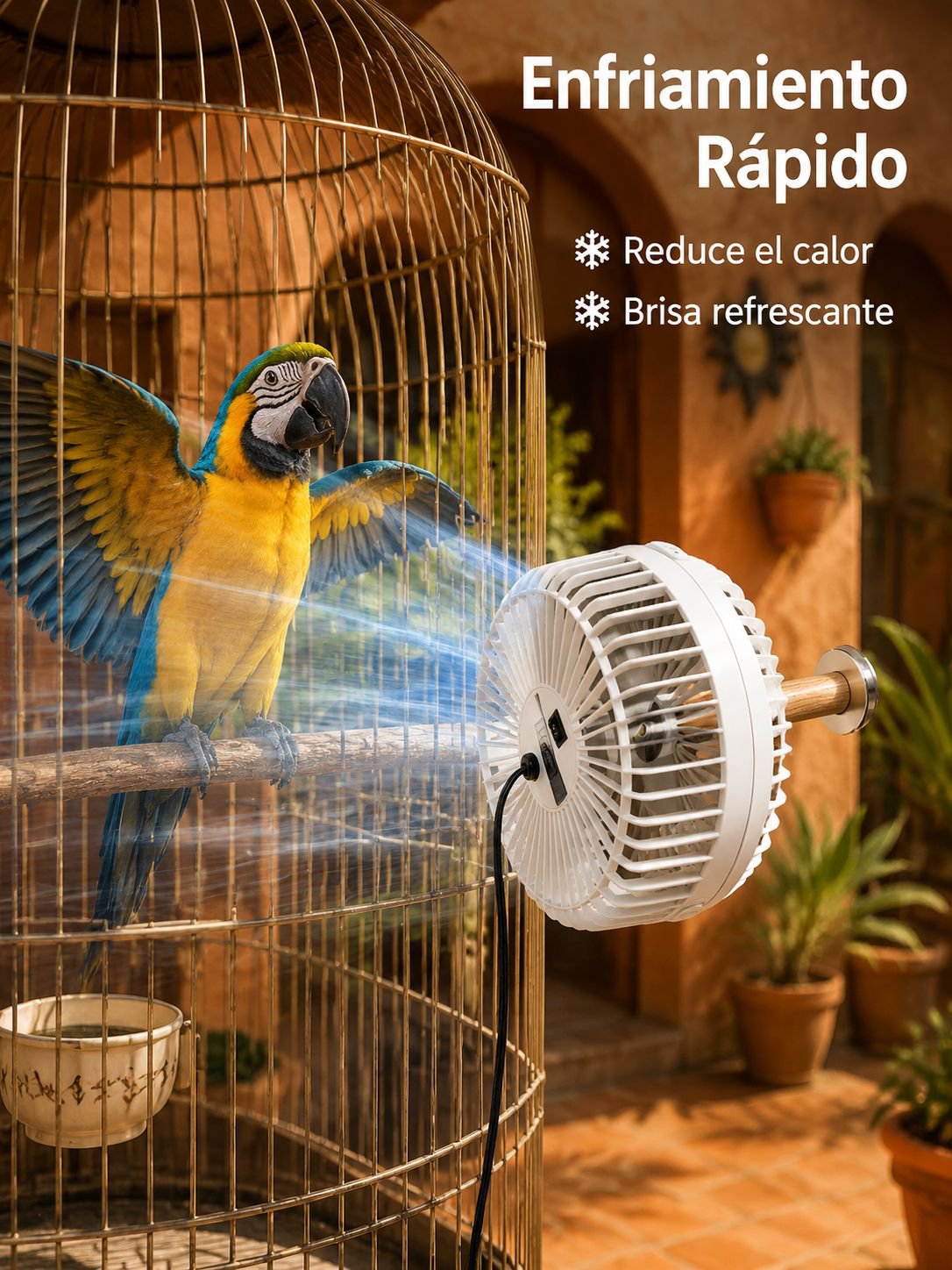 Ventilador especial para jaulas de aves, accesorio para reducción de calor y prevención del calor