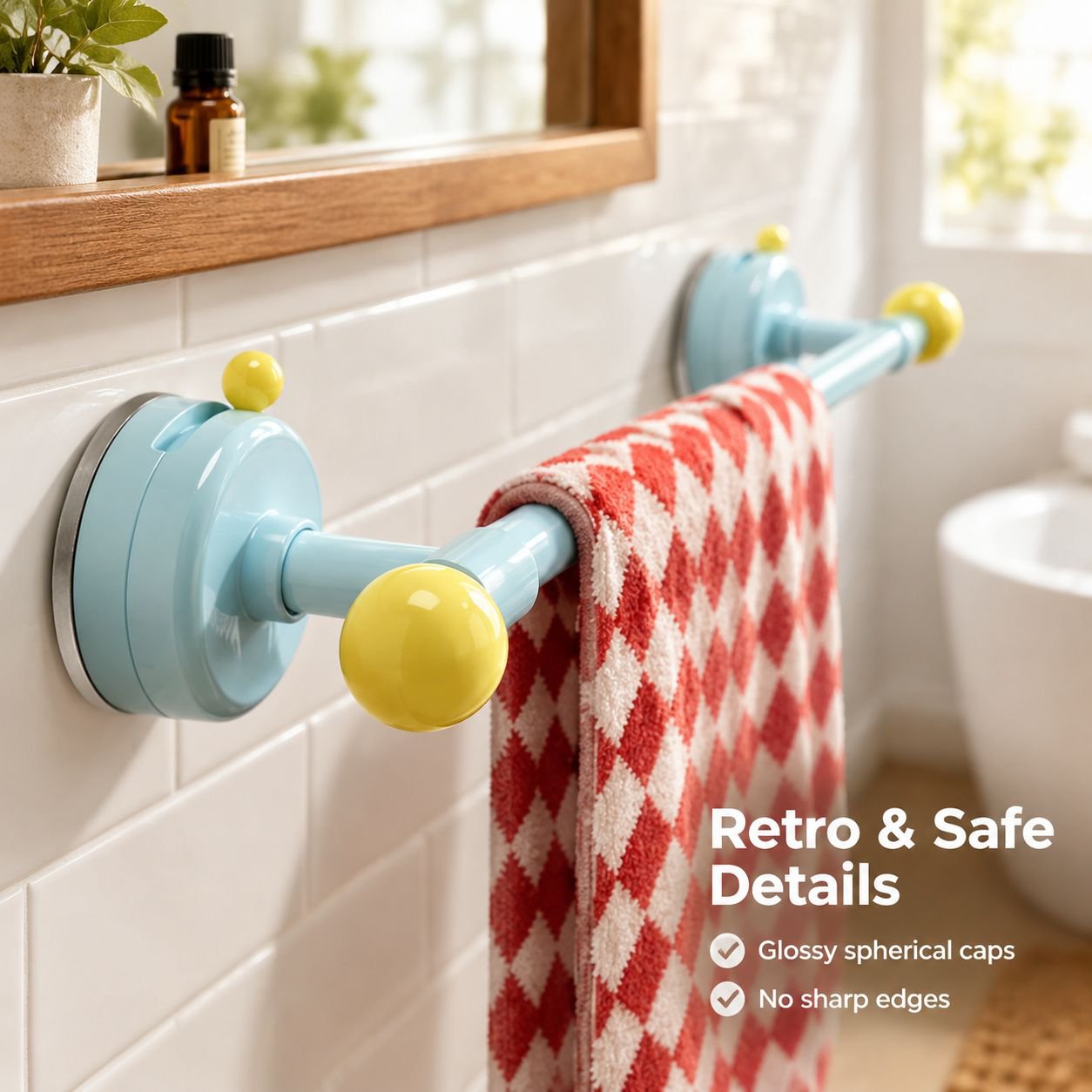 Suction Cup Towel Rack Punch-Free Wall Mounted Bathroom Towel Bar Bath Towel Shelf