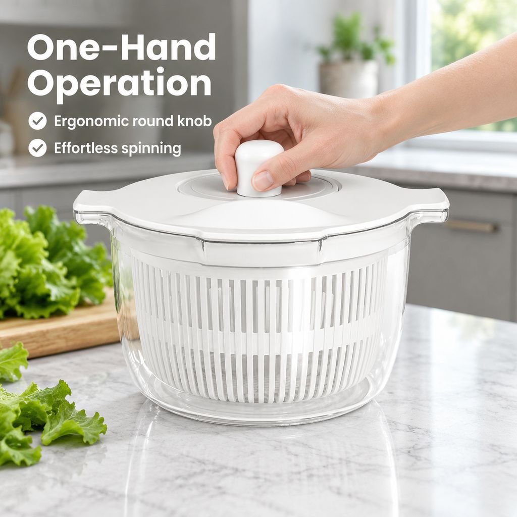 Hand Crank Salad Spinner Household Fruit Vegetable Washer Dryer Kitchen Drainer Basket