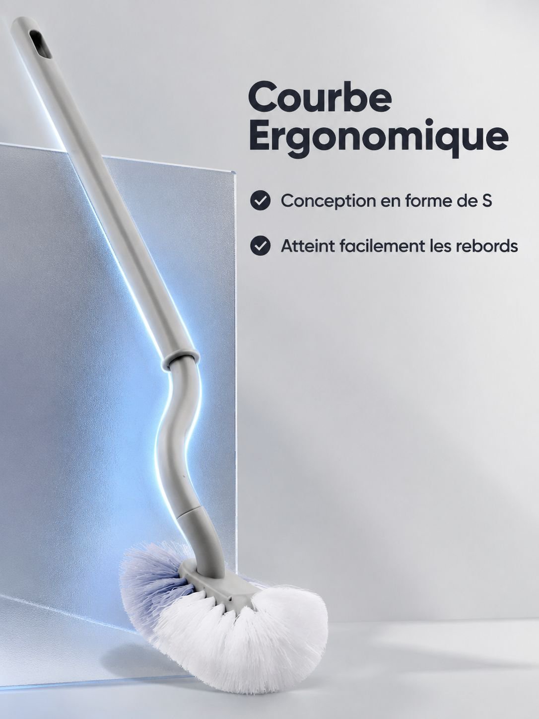Vue rapprochée de la Brosse de toilette en silicone avec un matériau durable