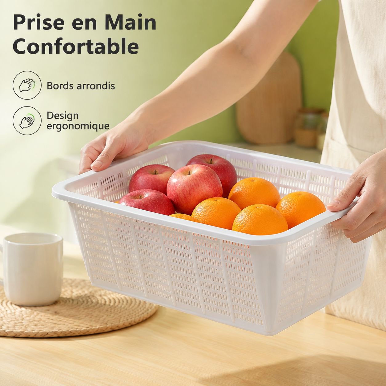 Égouttoir de cuisine en plastique à mailles serrées
