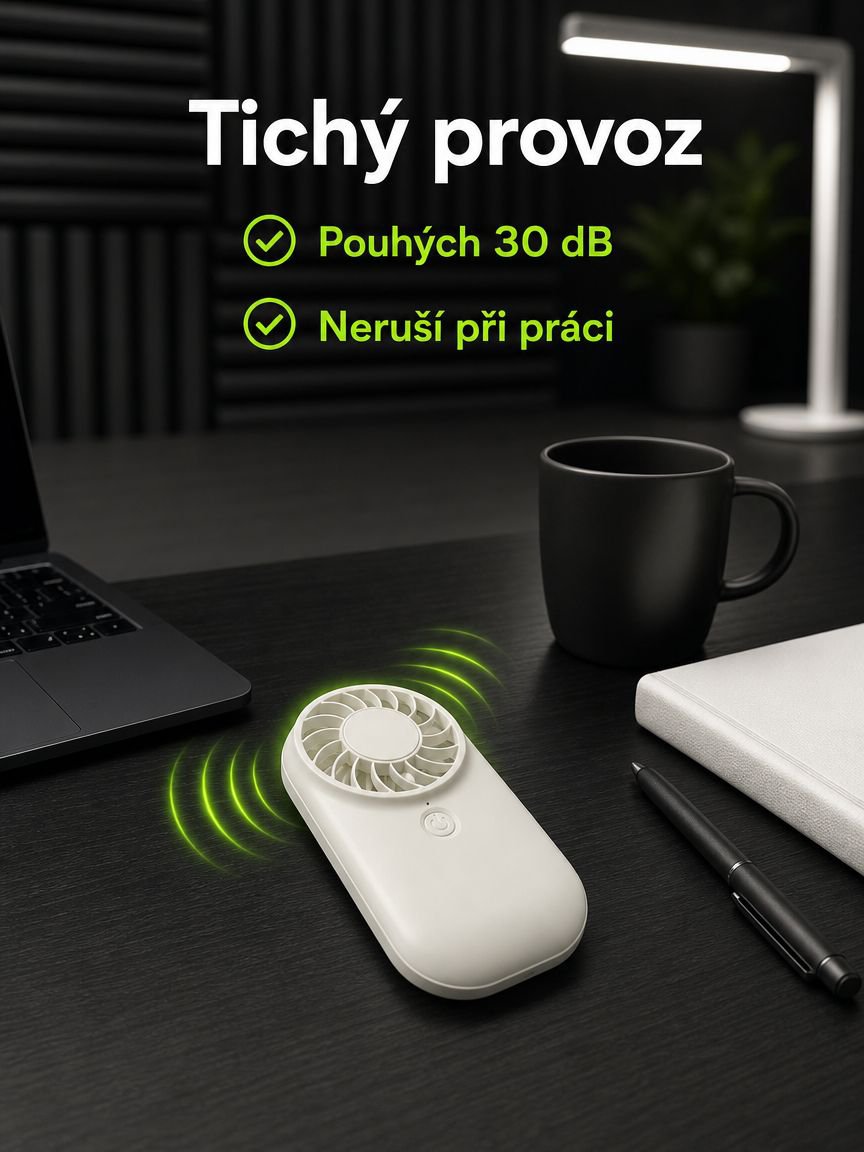 Přenosný ruční ventilátor s dlouhou výdrží baterie