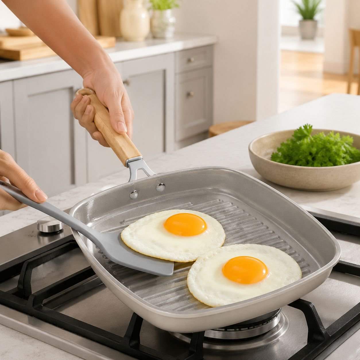 Household Striped Induction Cooker Applicable Ceramic Glazed Nonstick Pan
