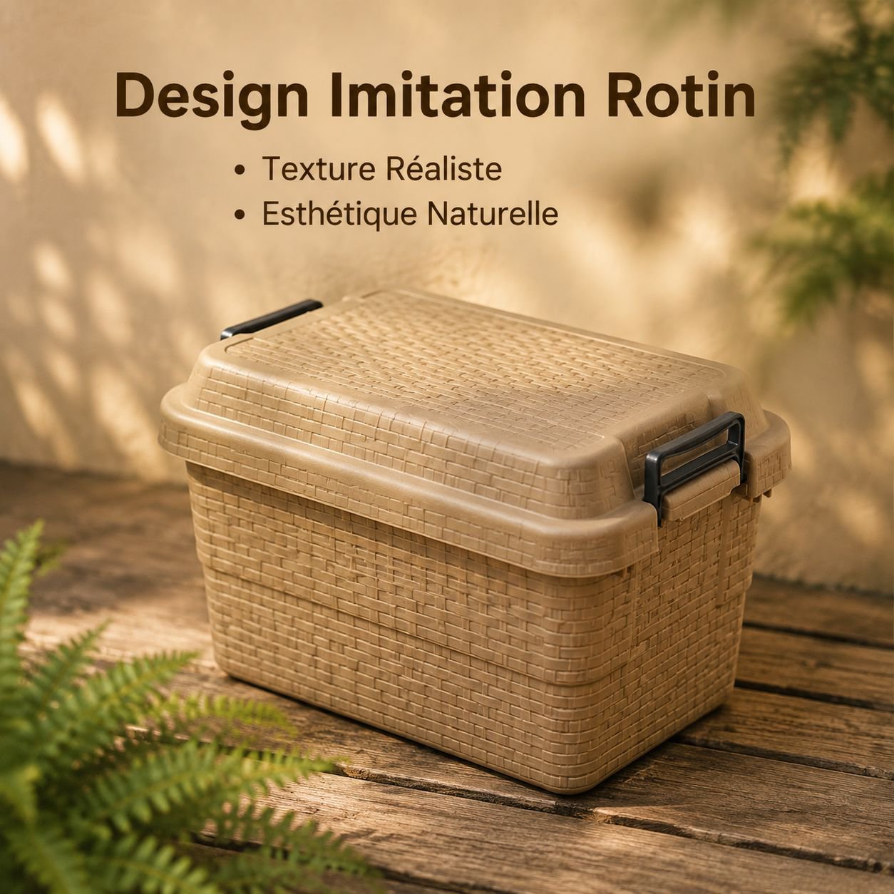 Maison de paille Organisateur en plastique épais Boîte de rangement extérieure avec couvercle Boîte 