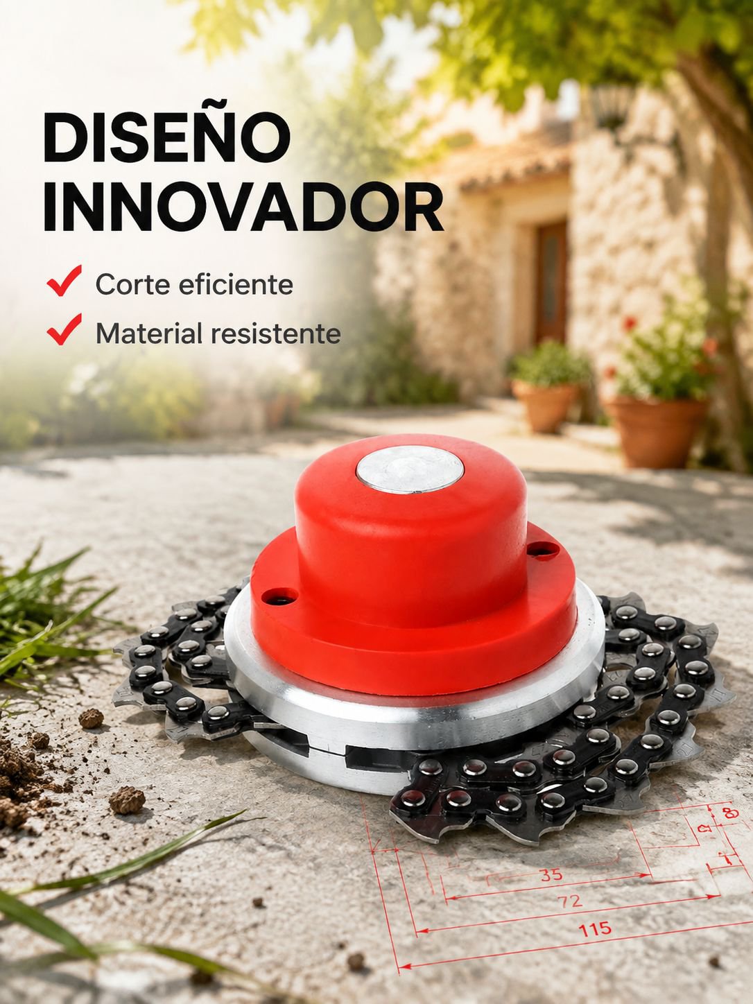Cabezal de cadena para cortacésped, accesorio para herramienta de jardinería