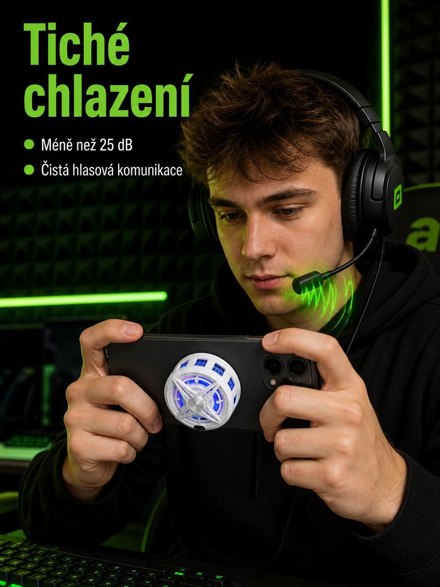 Ventilátor na telefon s LED osvětlením